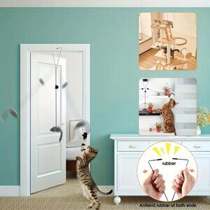 Cat Toy Adjustable Hanging Cat Teaser With Plush Mouse Door Frame Clamp New